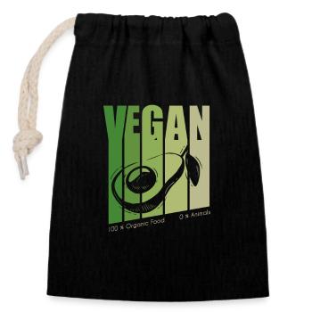 Retro Pflanzliche Veganer Veganer Vegetarischer Veganismus - Verschließbarer Geschenkbeutel aus Baumwolle (14x20cm) - Schwarz - Vorne