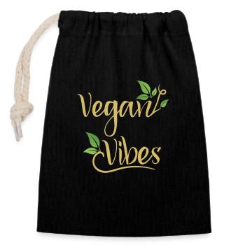 Vegan Vibes Vegan Vegan Pflanzlich Vegetarisch - Verschließbarer Geschenkbeutel aus Baumwolle (14x20cm) - Schwarz - Vorne