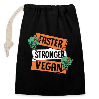 Schneller Stärker Vegan Veganer Pflanzlich Vegan - Verschließbarer Geschenkbeutel aus Baumwolle (14x20cm) - Schwarz - Vorne