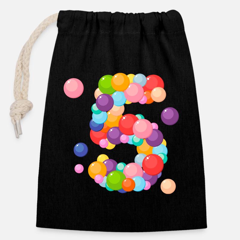 I am 5 years old, birthday 5 years, 5 years old - Closable cotton gift bag (14x20cm) - black