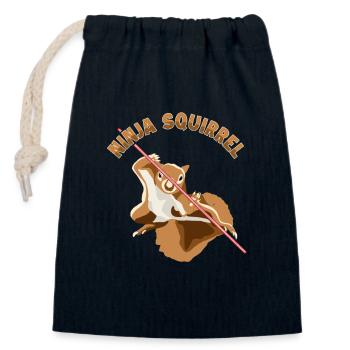 Ninja Écureuil Écureuil Fuchshörnchen Eichhörnchen - Sac cadeau en coton avec cordon (14 x 20 cm) - bleu marine - Devant