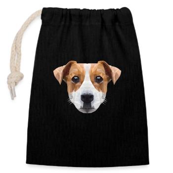 Polygon JRT Chien à quatre pattes Jack Russell Terrier - Sac cadeau en coton avec cordon (14 x 20 cm) - noir - Devant