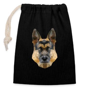 Polygon Dog Four-legged Wauwau German - Closable cotton gift bag (14x20cm) - black - Front