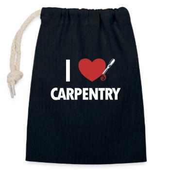 I love Carpentry Tischler Holztechniker Schreiner - Verschließbarer Geschenkbeutel aus Baumwolle (14x20cm) - Navy - Vorne