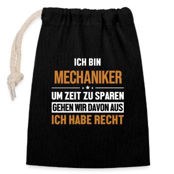Mechaniker hat immer Recht Automechaniker Kfz - Verschließbarer Geschenkbeutel aus Baumwolle (14x20cm) - Schwarz - Vorne