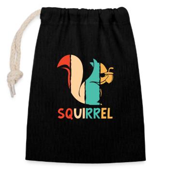 Écureuil gris rétro Fox Squirrel - Sac cadeau en coton avec cordon (14 x 20 cm) - noir - Devant