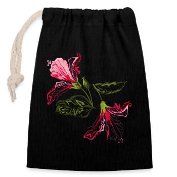 Flower branches - Closable cotton gift bag (14x20cm) - black - Front