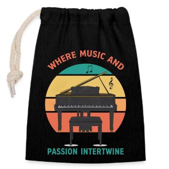 Where Music ? - Closable cotton gift bag (14x20cm) - black - Front