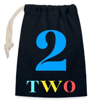 Two-2nd Anniversary - Closable cotton gift bag (14x20cm) - navy - Front