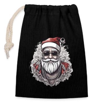 Habillé(e) pour Noël - Sac cadeau en coton avec cordon (14 x 20 cm) - noir - Devant