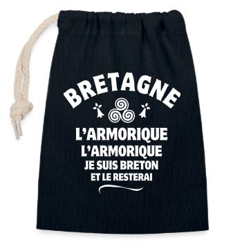 Brittany, Armorica, I'm Breton - Closable cotton gift bag (14x20cm) - navy - Front