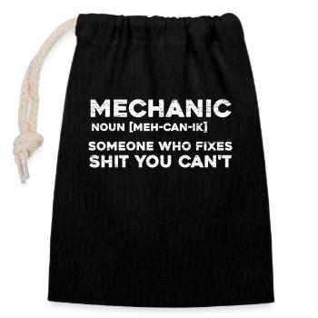 Mechanic Noun Definition Automechaniker Kfz - Verschließbarer Geschenkbeutel aus Baumwolle (14x20cm) - Schwarz - Vorne