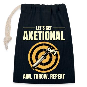 Axe axe de lancer Bullseye Aim Throw Repeat - Sac cadeau en coton avec cordon (14 x 20 cm) - bleu marine - Devant