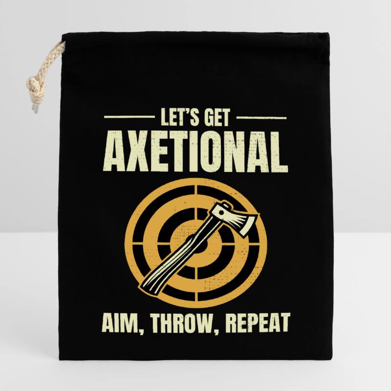 Axe axe de lancer Bullseye Aim Throw Repeat Sac cadeau en coton avec cordon (14 x 20 cm)