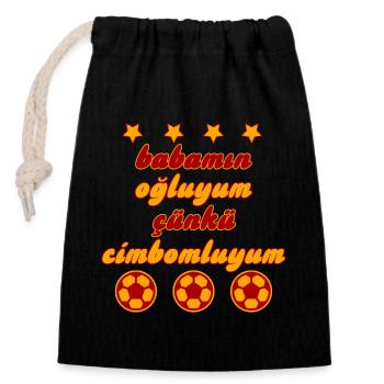 babamın oğluyum çünkü cimbomluyum - Verschließbarer Geschenkbeutel aus Baumwolle (14x20cm) - Schwarz - Vorne