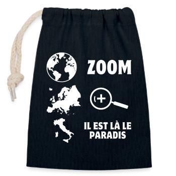 Italie, Italia, je suis italien - Sac cadeau en coton avec cordon (14 x 20 cm) - bleu marine - Devant