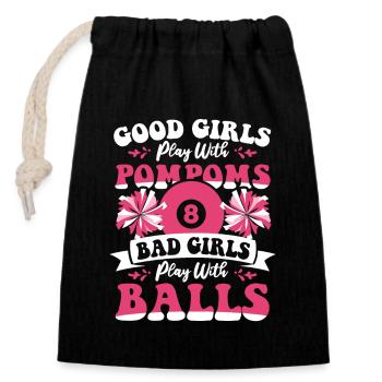 Bad Girls jouent avec des balles Billard Billard - Sac cadeau en coton avec cordon (14 x 20 cm) - noir - Devant
