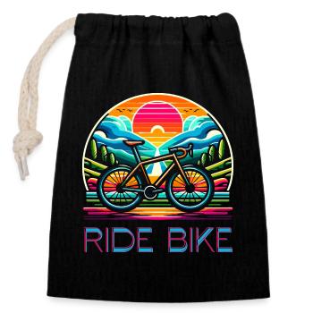 Ride Bike - for cycling fans. - Closable cotton gift bag (14x20cm) - black - Front