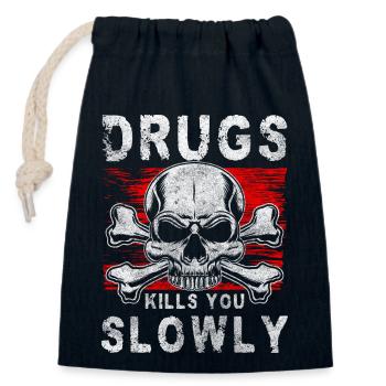 Drogenfrei Abhängig Gesund Joint - Verschließbarer Geschenkbeutel aus Baumwolle (14x20cm) - Navy - Vorne