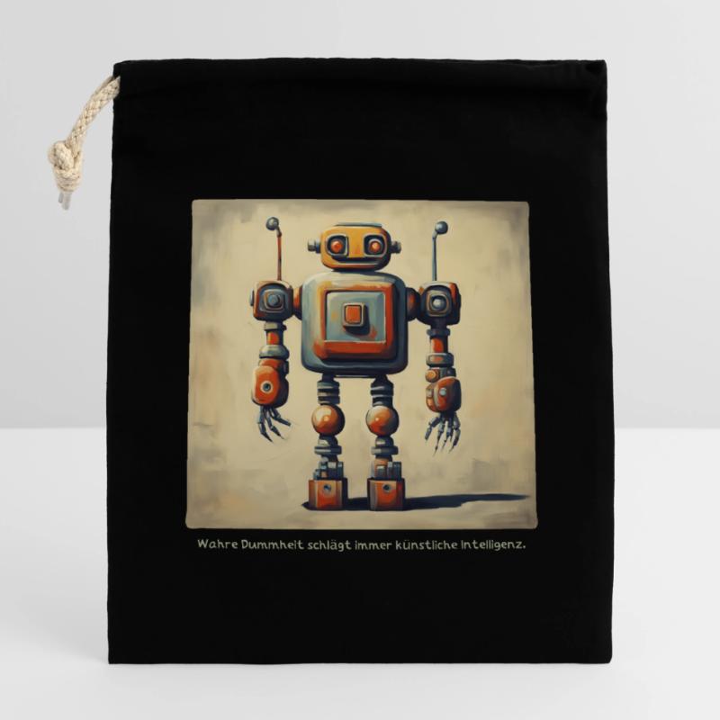 spruch statement roboter intelligenz retro nerd lo Verschließbarer Geschenkbeutel aus Baumwolle (14x20cm)