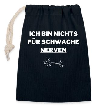 Nichts für schwache Nerven - Verschließbarer Geschenkbeutel aus Baumwolle (14x20cm) - Navy - Vorne