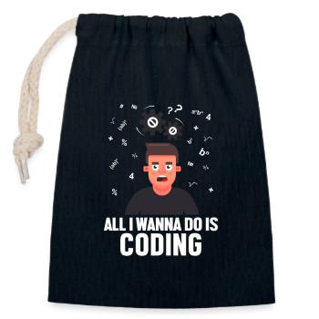 All I Wanna Do is Coding Developer Coder - Verschließbarer Geschenkbeutel aus Baumwolle (14x20cm) - Navy - Vorne