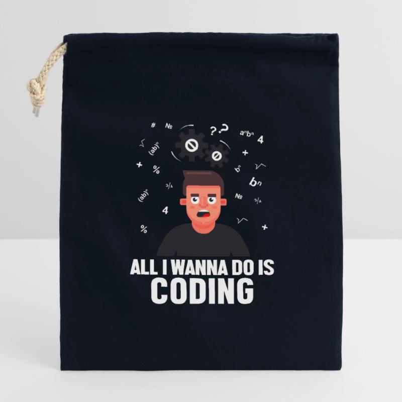 All I Wanna Do is Coding Developer Coder Verschließbarer Geschenkbeutel aus Baumwolle (14x20cm)