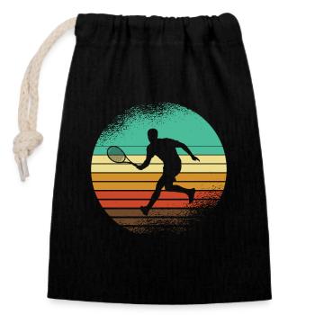 Rétro Paddleball Padel Padel Tennis Padel - Sac cadeau en coton avec cordon (14 x 20 cm) - noir - Devant