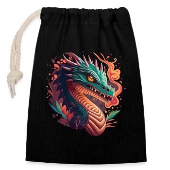 Fire Dragon of Legends – Mystical Power - Closable cotton gift bag (14x20cm) - black - Front