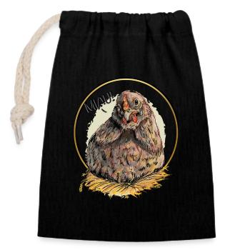 Miaulement du poulet de Pâques - Sac cadeau en coton avec cordon (14 x 20 cm) - noir - Devant