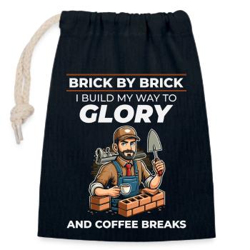Bricklayer Brick Mason Job Site Humor Coffee Funny - Closable cotton gift bag (14x20cm) - navy - Front