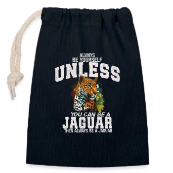 "Be a Jaguar" Motivational T-Shirt - Closable cotton gift bag (14x20cm) - navy - Front