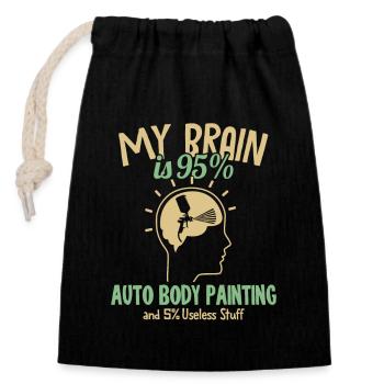 Mon cerveau est à 95% Auto Body Painting Automobile Voiture - Sac cadeau en coton avec cordon (14 x 20 cm) - noir - Devant