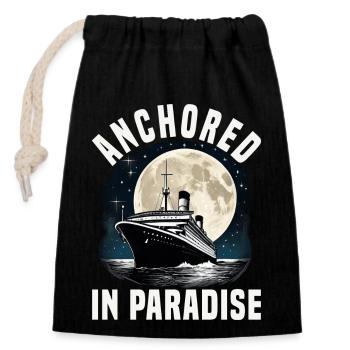 Anchored In Paradise Cruise Ship Vacation Group - Verschließbarer Geschenkbeutel aus Baumwolle (14x20cm) - Schwarz - Vorne