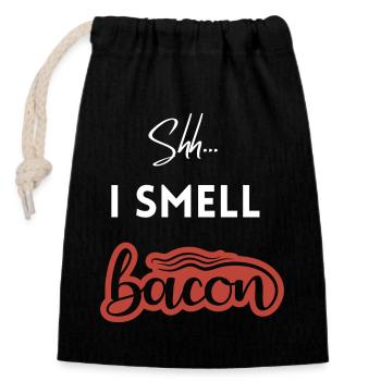 Shh I Smell Bacon - Closable cotton gift bag (14x20cm) - black - Front