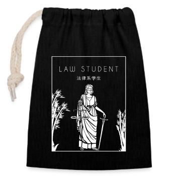 Law Student Chinese Hanzi Law School University - Closable cotton gift bag (14x20cm) - black - Front