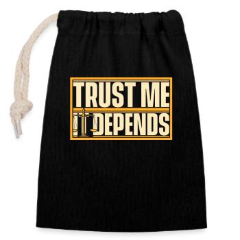 Trust Me It Depends Law School University Law - Closable cotton gift bag (14x20cm) - black - Front