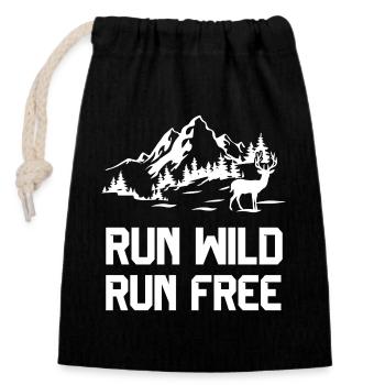 Trail Running - Run Wild, Run Free - Closable cotton gift bag (14x20cm) - black - Front