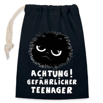 Méfiez-vous des adolescents dangereux - Sac cadeau en coton avec cordon (14 x 20 cm) - bleu marine - Devant