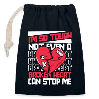 Not Even A Broken Heart Can Stop Me Open Heart - Closable cotton gift bag (14x20cm) - navy - Front