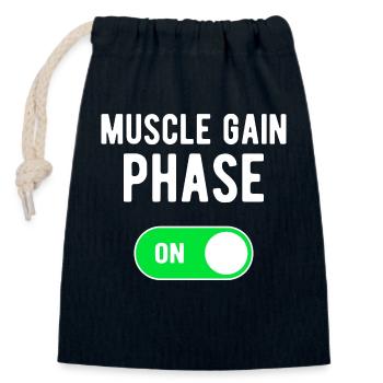 Muscle Gain Phase ON Bodybuilding Weights Workout - Closable cotton gift bag (14x20cm) - navy - Front