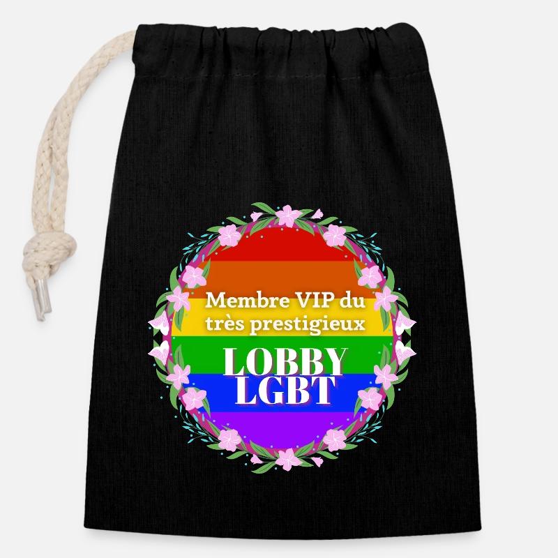 Lobby LGBT - Sac cadeau en coton avec cordon (14 x 20 cm) - noir