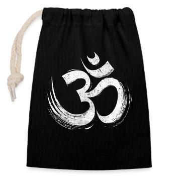 Om Logo Namah Shivaya Mantra Meditation Yoga - Verschließbarer Geschenkbeutel aus Baumwolle (14x20cm) - Schwarz - Vorne