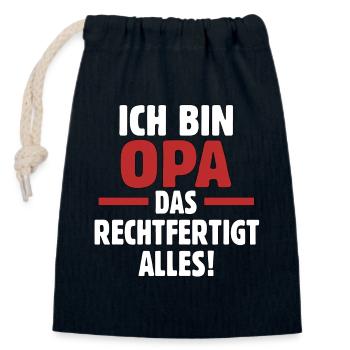 Ich bin Opa – Das Rechtfertigt Alles! - Verschließbarer Geschenkbeutel aus Baumwolle (14x20cm) - Navy - Vorne