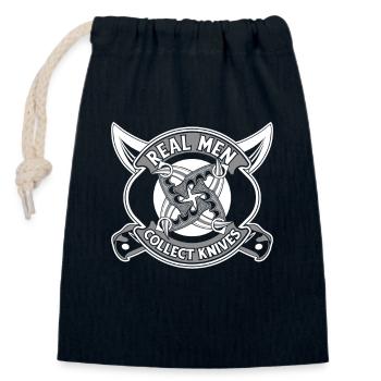 Echte Männer sammeln Messer Metzgermesser Liebhaber Messer - Verschließbarer Geschenkbeutel aus Baumwolle (14x20cm) - Navy - Vorne