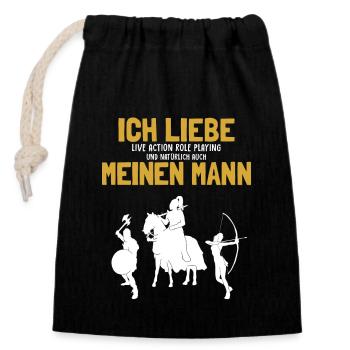 Ich liebe meinen Mann GN GN Armes Armure - Sac cadeau en coton avec cordon (14 x 20 cm) - noir - Devant