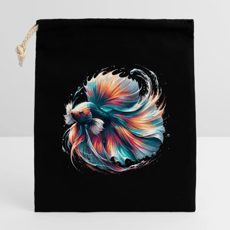 Bright Betta Splendens, Colorful Closable cotton gift bag (14x20cm)