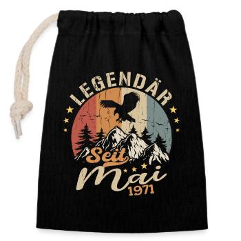 May 1971 Born in May 1971 Jubilee - Closable cotton gift bag (14x20cm) - black - Front