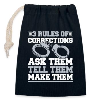 3 Rules Of Corrections Police Officer Corrections - Closable cotton gift bag (14x20cm) - navy - Front