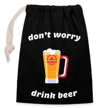 Bier Flsche Krug Saufen Junggesellenabschied 9 - Verschließbarer Geschenkbeutel aus Baumwolle (14x20cm) - Schwarz - Vorne